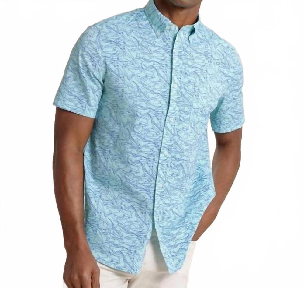 NEW SOUTHERN TIDE shark bait brrr intercoastal short sleeve sport shirt in mint